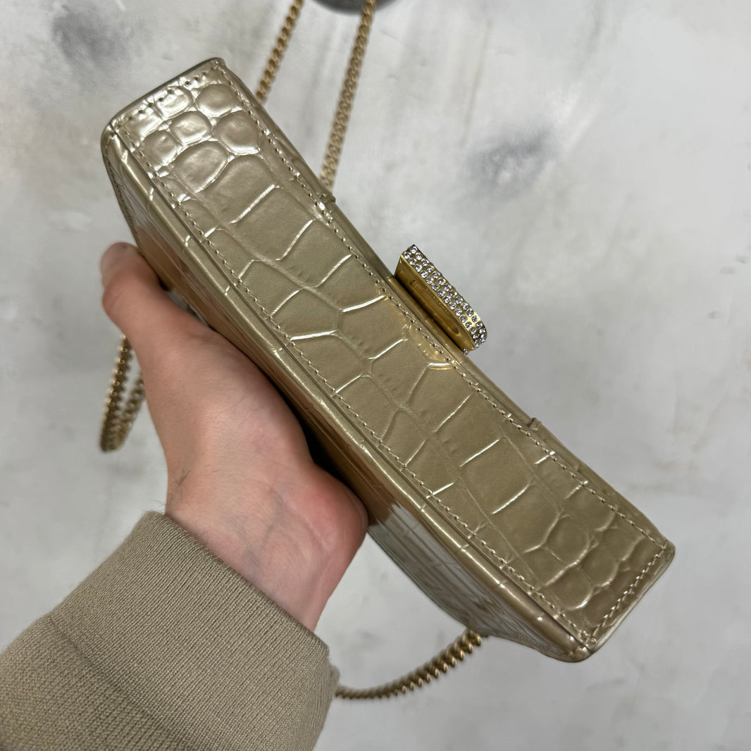 Balenciaga Gold Hourglass Chained Wallet Purse