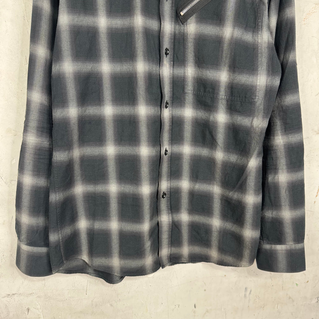 Givenchy Zippered Collar Shadow Plaid Shirt