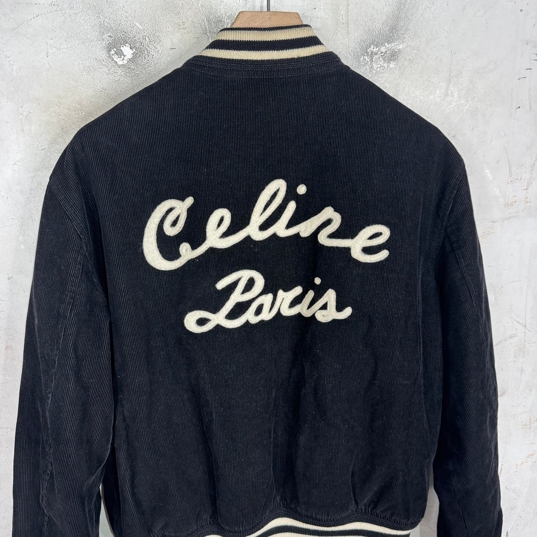 Celine Corduroy Logo Varsity Jacket