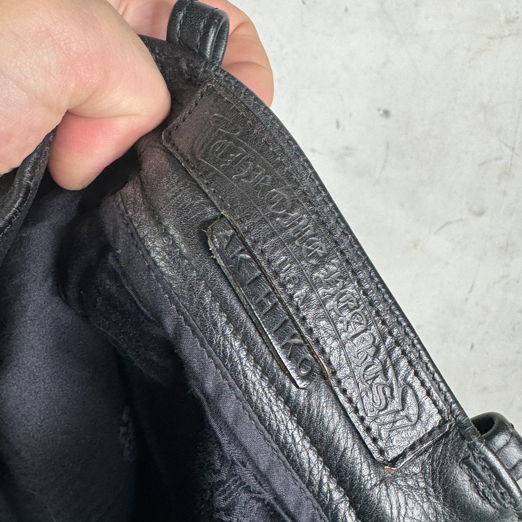 Chrome Hearts Heavy Leather Fleur Knee Pants