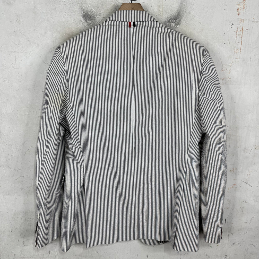 Thom Browne Striped Seersucker 2 Piece Suit