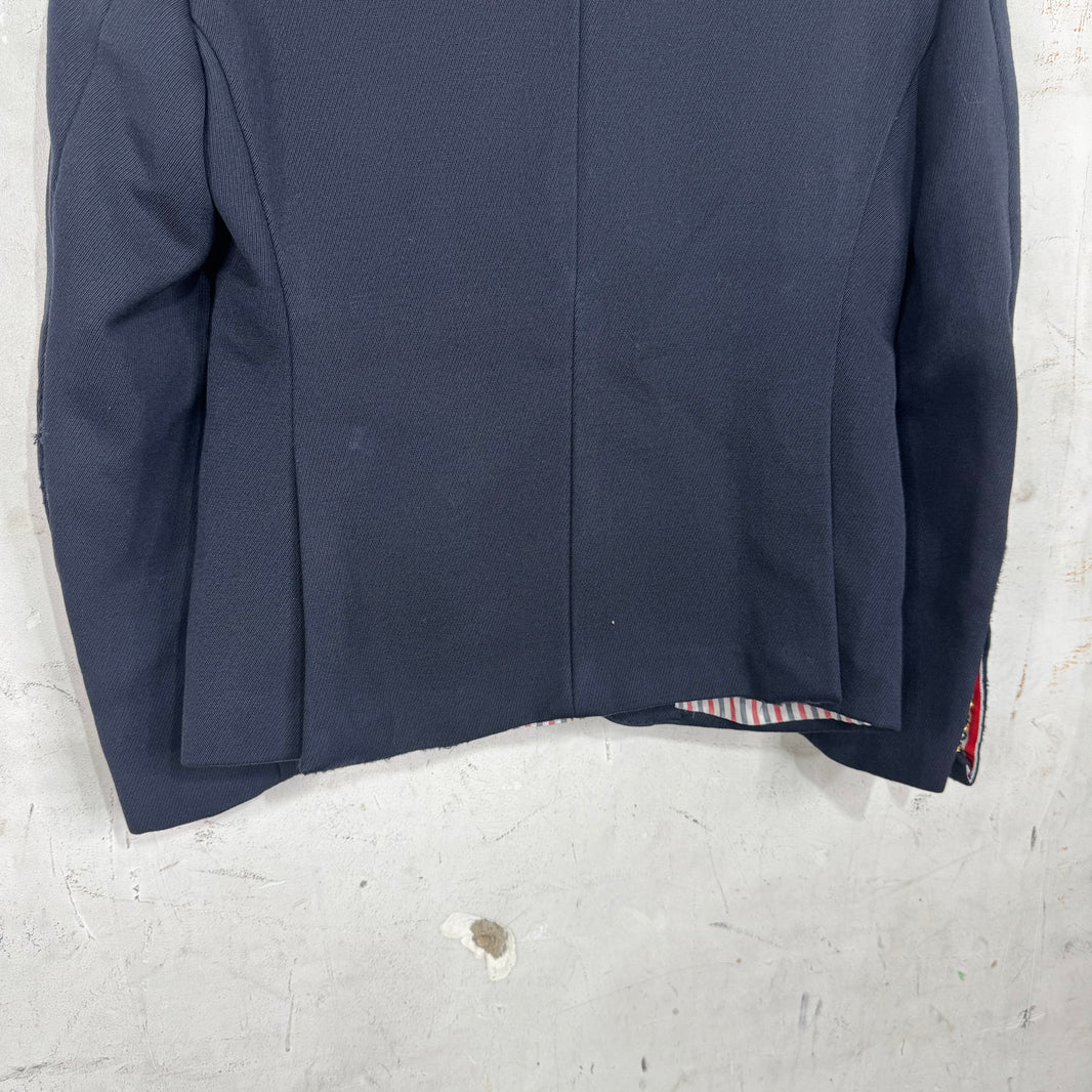 Thom Browne Navy Distressed Gold Hardware Blazer