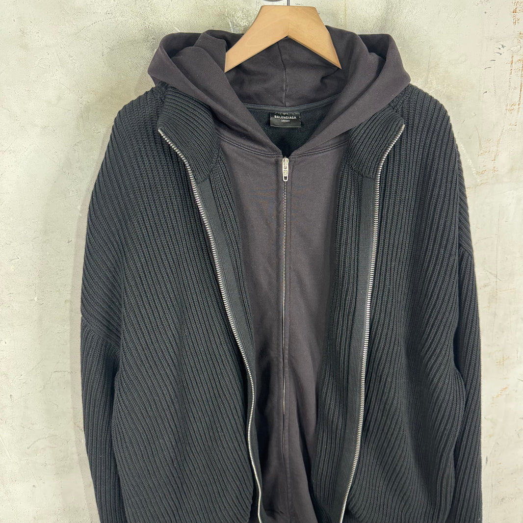 Balenciaga Double Layered Knit Zip Hoodie