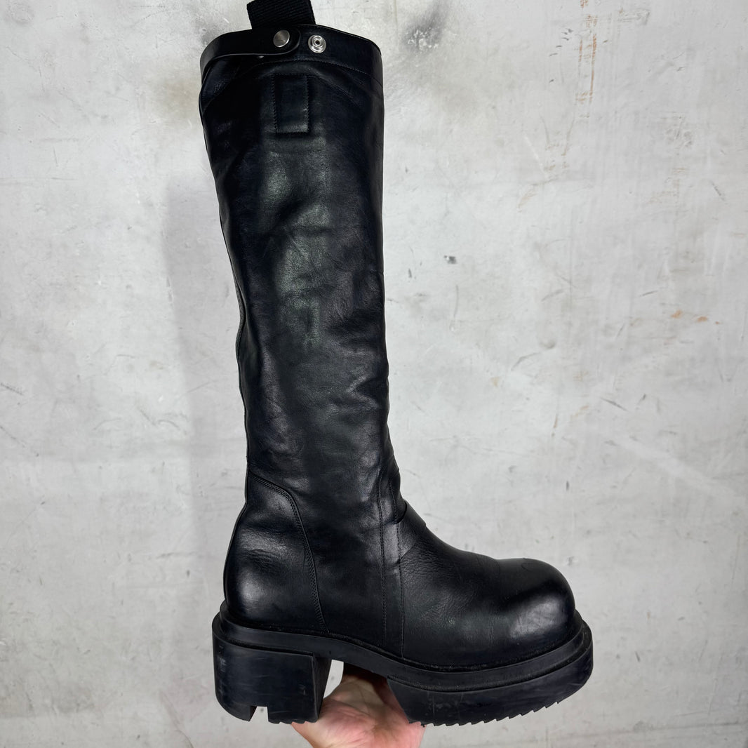 Rick Owens Leather Bogun Knee High Boots