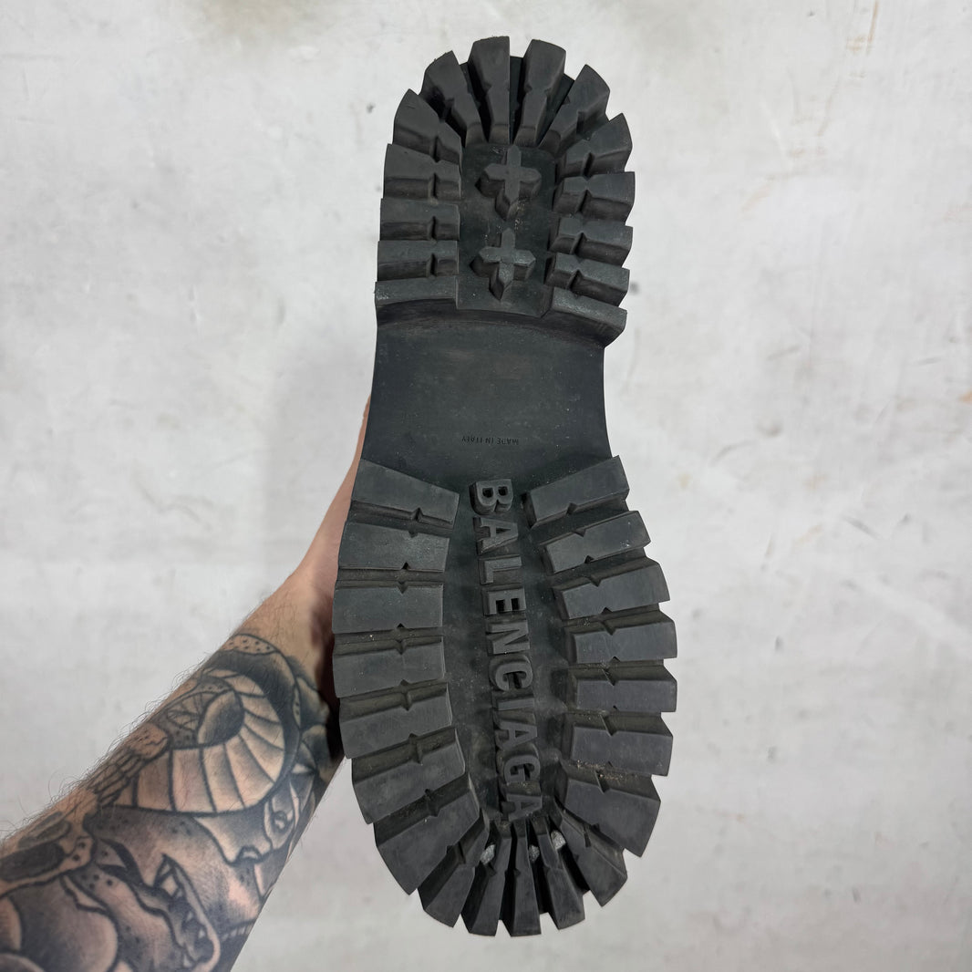 Balenciaga Black Leather Strike Boots