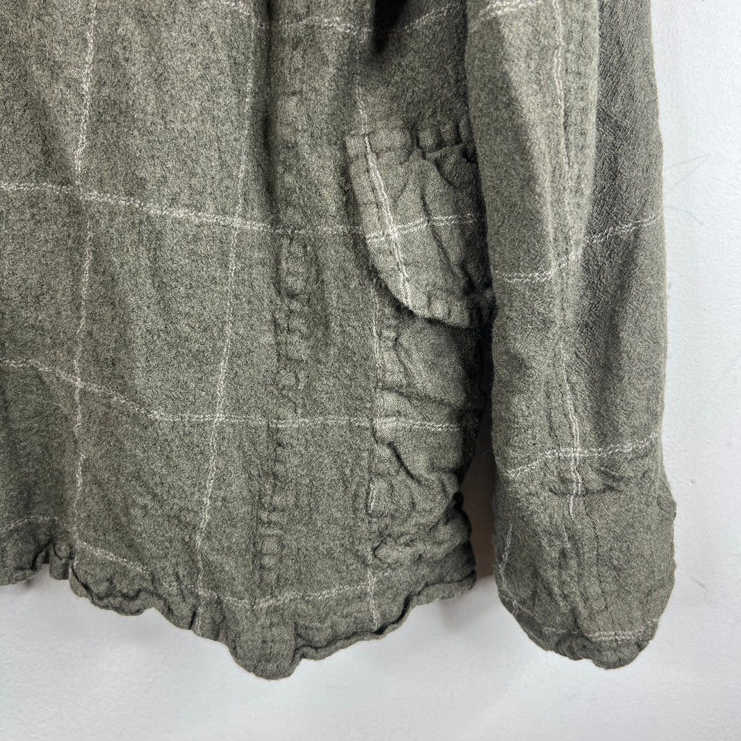 CDG Wool Wrinkled Button Up Long Jacket