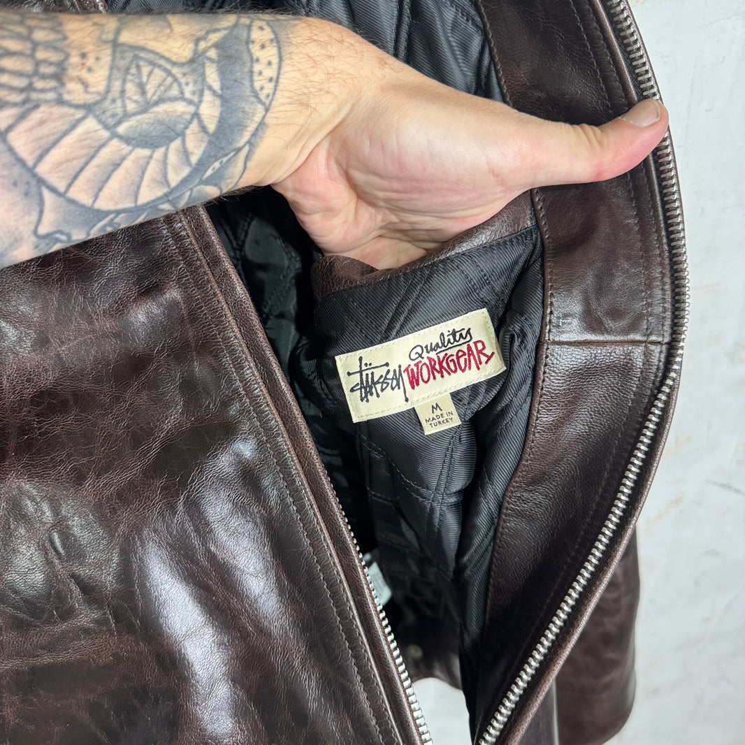 Stussy Brown Leather Garage Jacket
