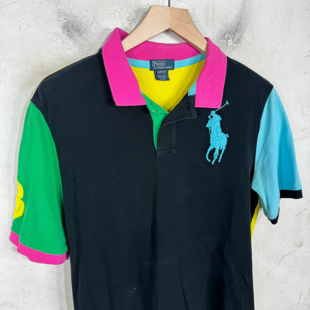 Ralph Lauren Black Multicolor Big Baby Blue Horse Polo