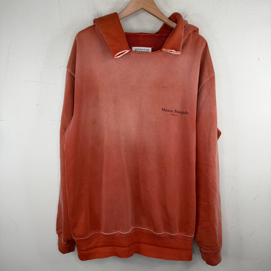 Margiela Orange Overdye Distressed Hoodie