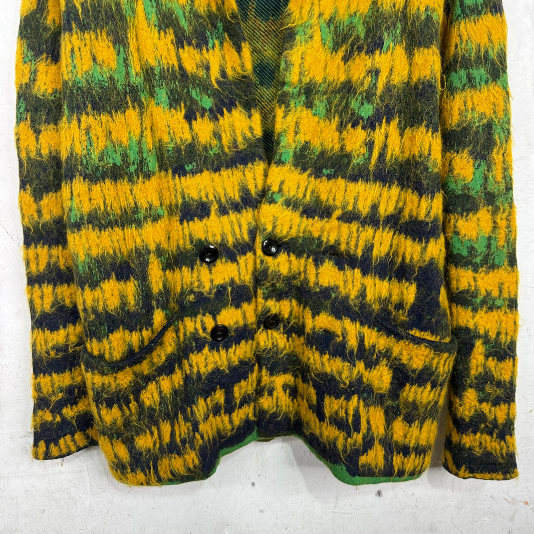 Saint Laurent Shaggy Patterned Double Breasted Cardigan