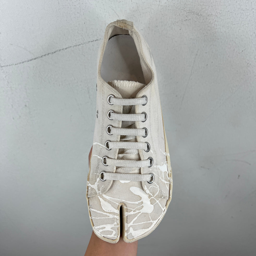 Margiela White Painted Tabi Sneakers