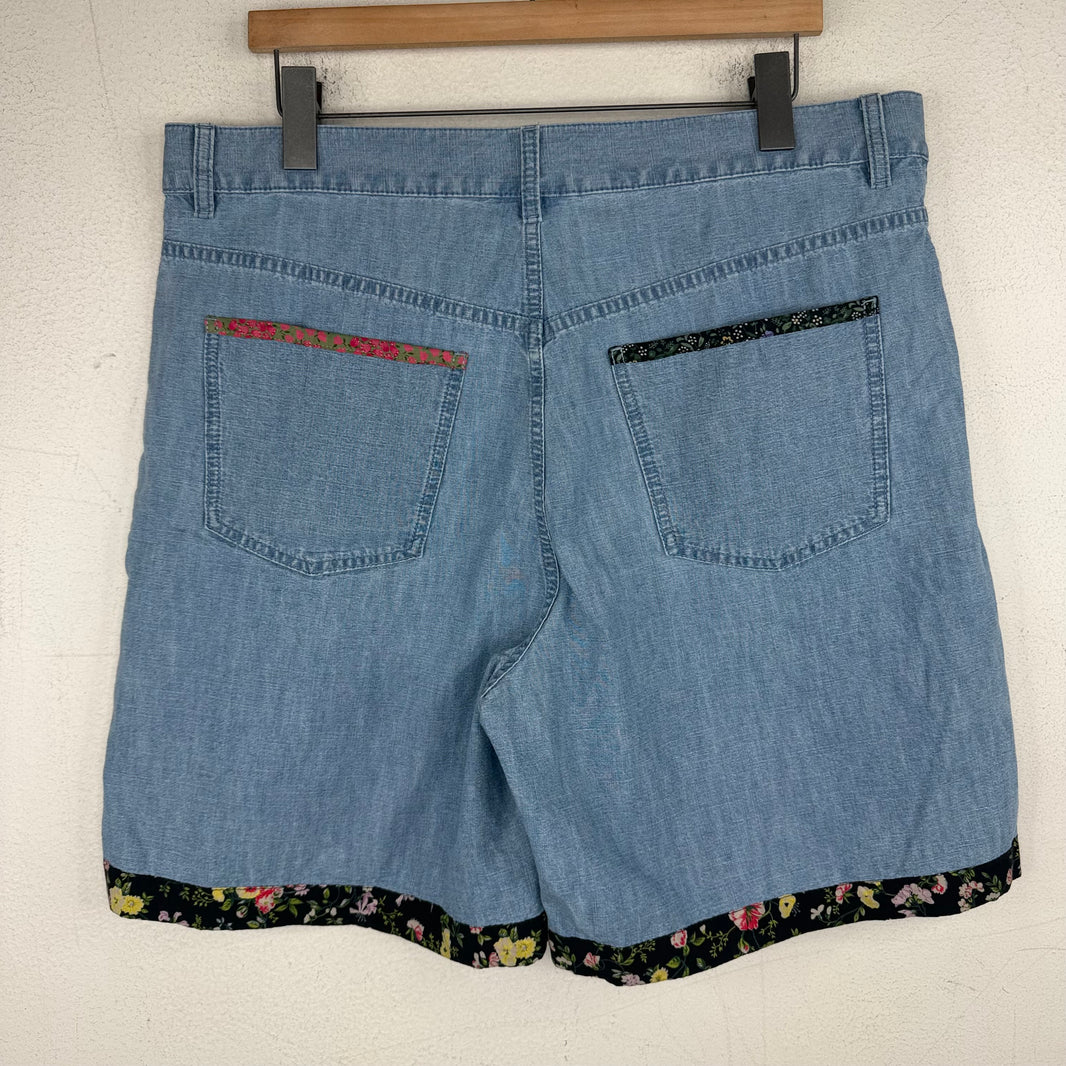 Valentino Denim Floral Shorts