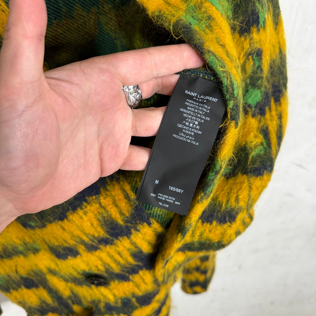 Saint Laurent Shaggy Patterned Double Breasted Cardigan