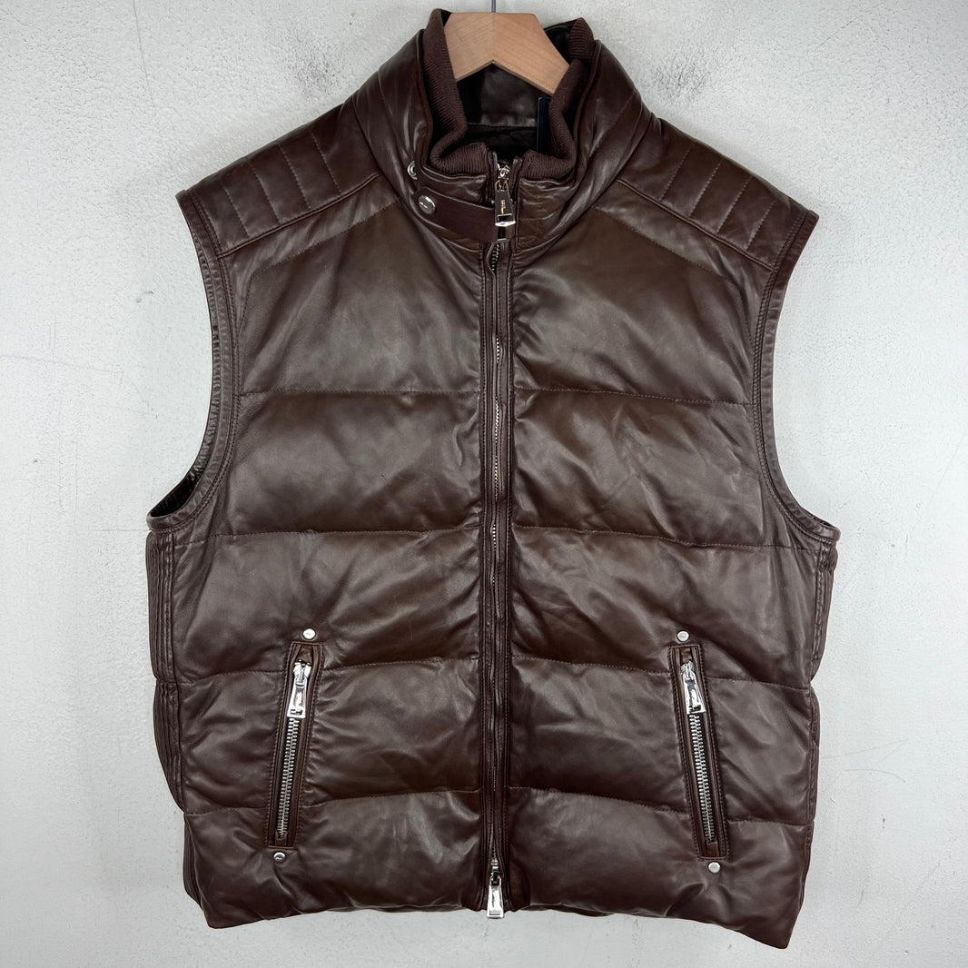 Ralph Lauren Lambskin Leather Puffer Vest