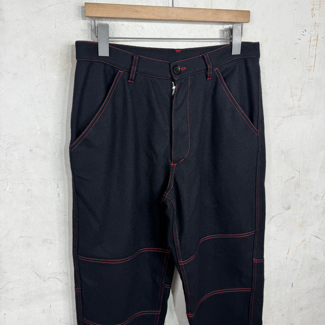 CDG Knee Paneled Black Wool Trousers