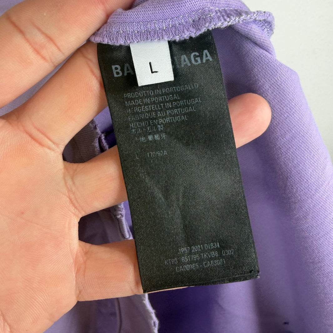 Balenciaga Purple Distressed T-Shirt