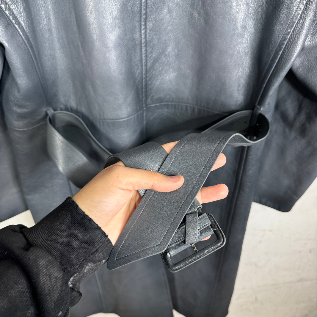 Prada Raf Leather Long Duster Coat