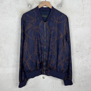 Gucci Silk Horse-Bit Bomber Jacket