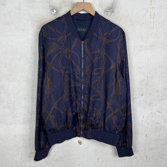 Gucci Silk Horse-Bit Bomber Jacket