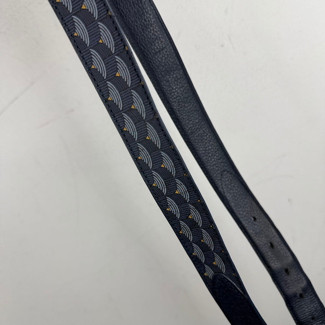 Faure Le Page Blue Monogram Leather Belt