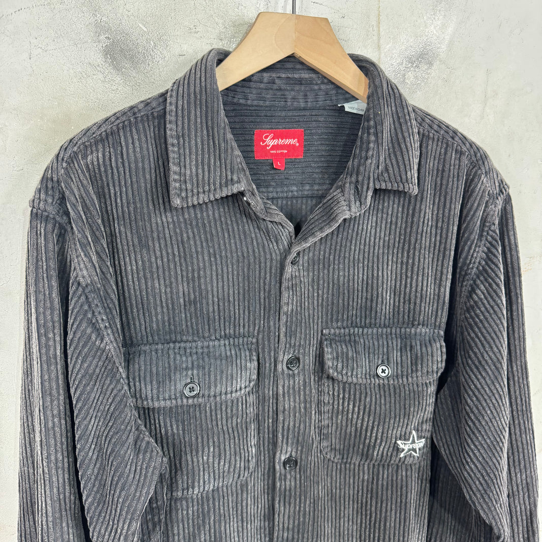 Supreme Deep Corduroy Star Logo LS Shirt