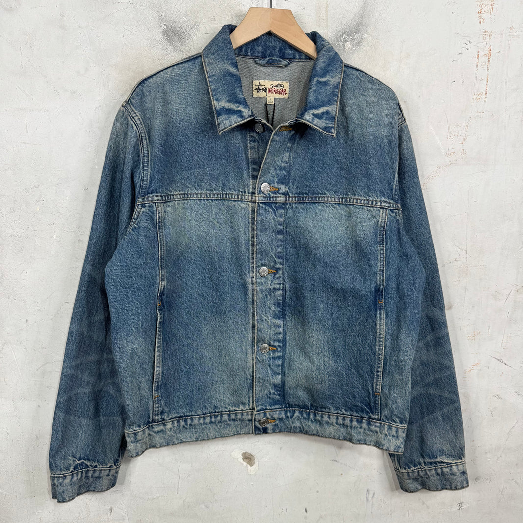 Stussy Indigo LA Wash Denim Trucker Jacket