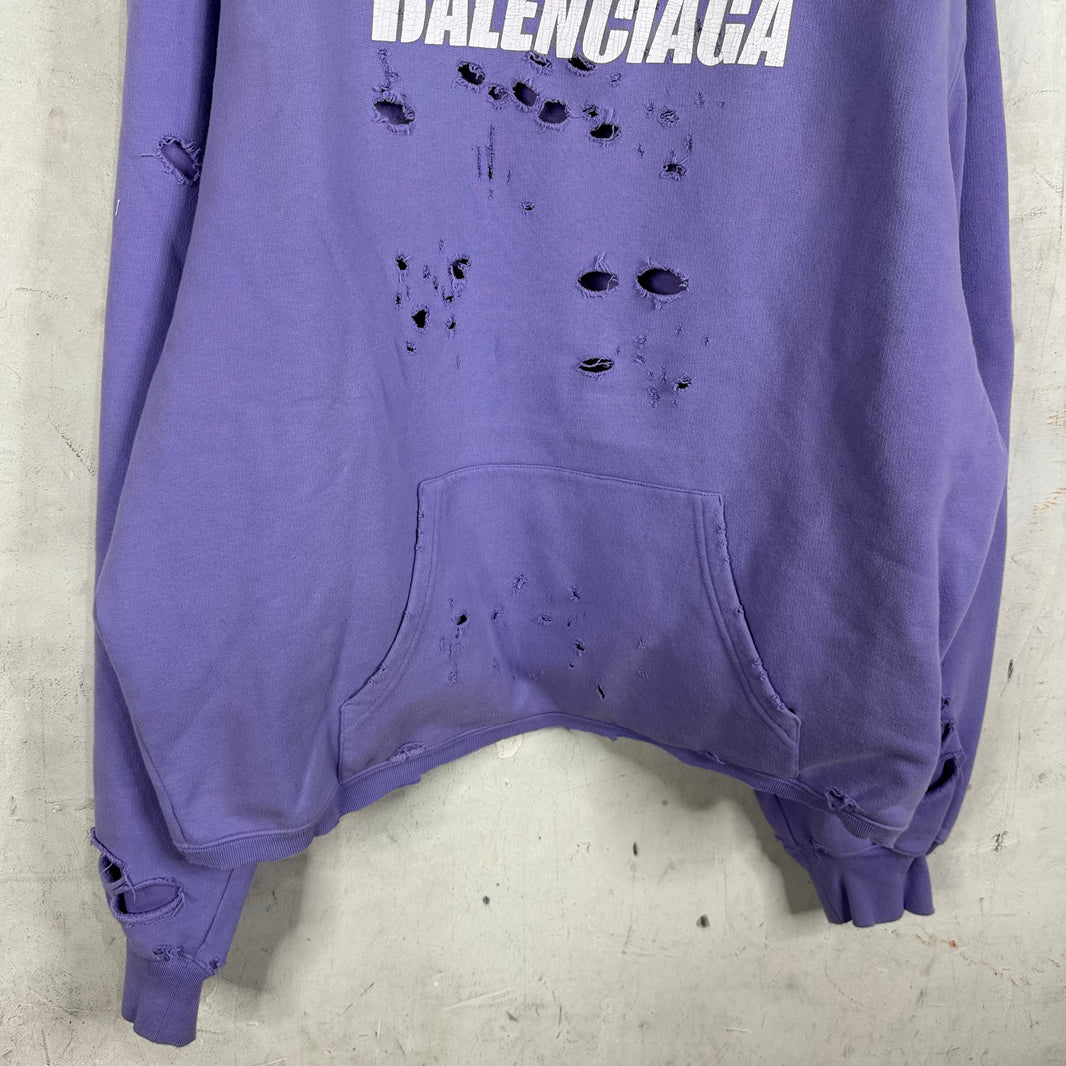 Balenciaga Purple Ripped Hoodie