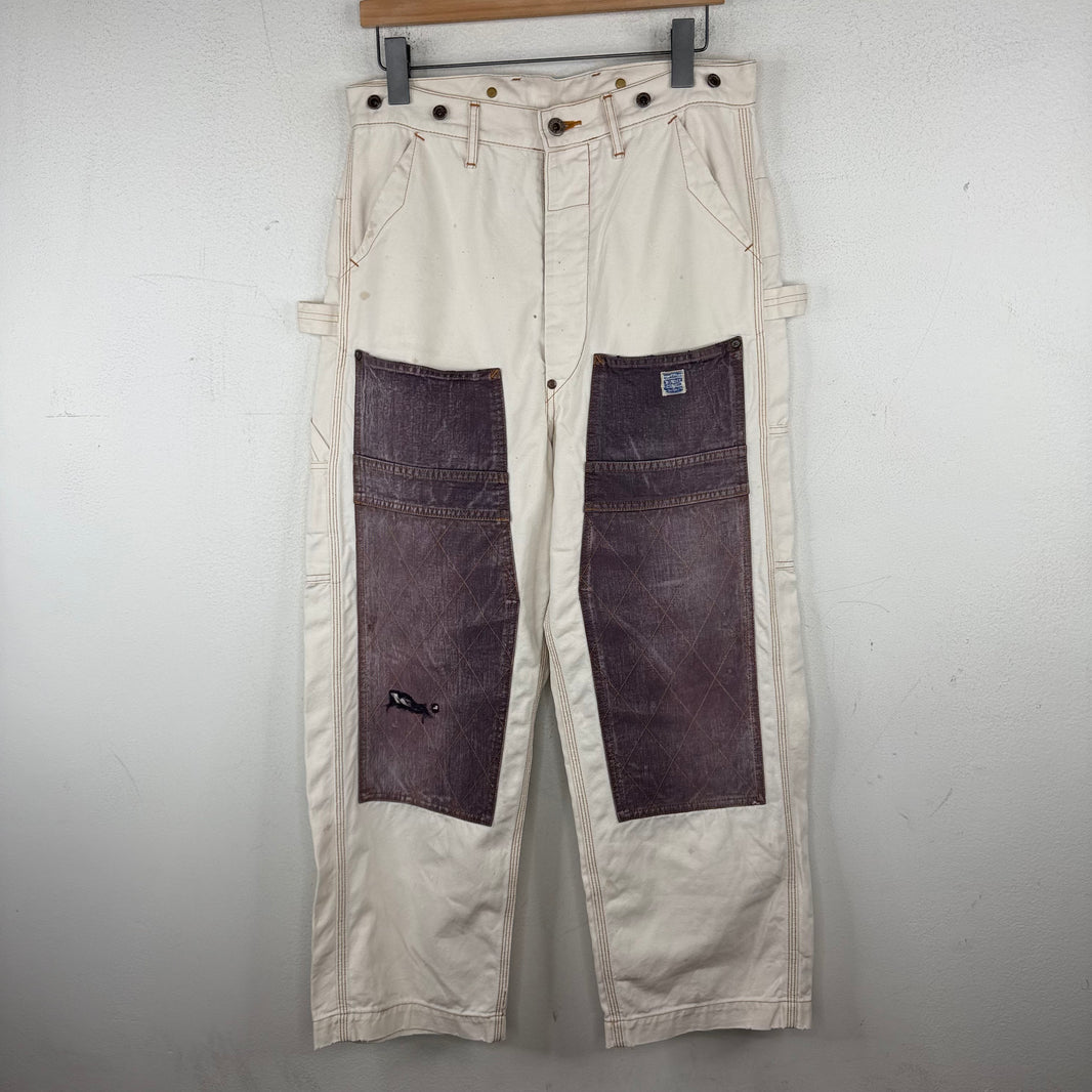 Kapital White Double Knee Carpenter Pants