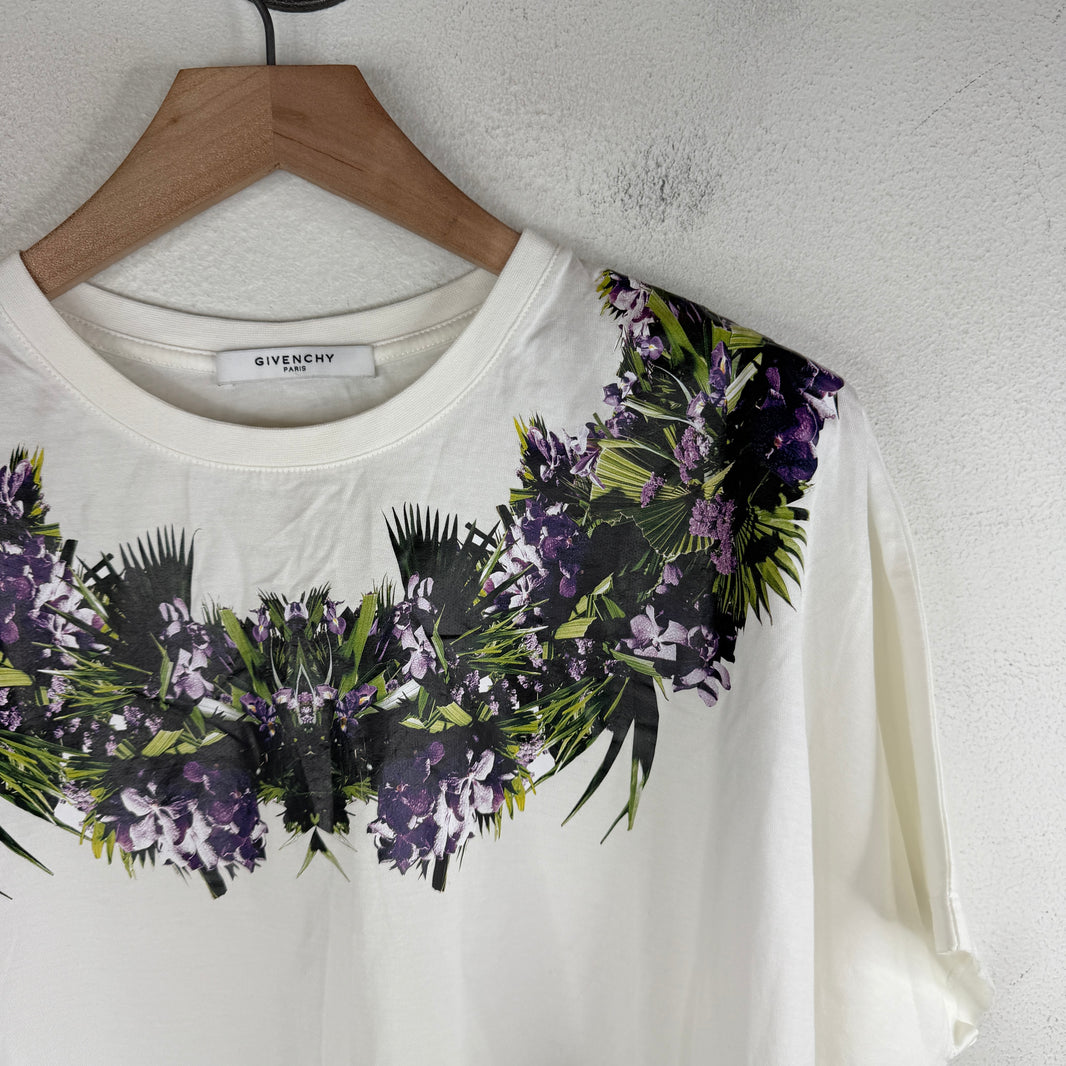 Givenchy Lilac Floral Neck Logo T-Shirt