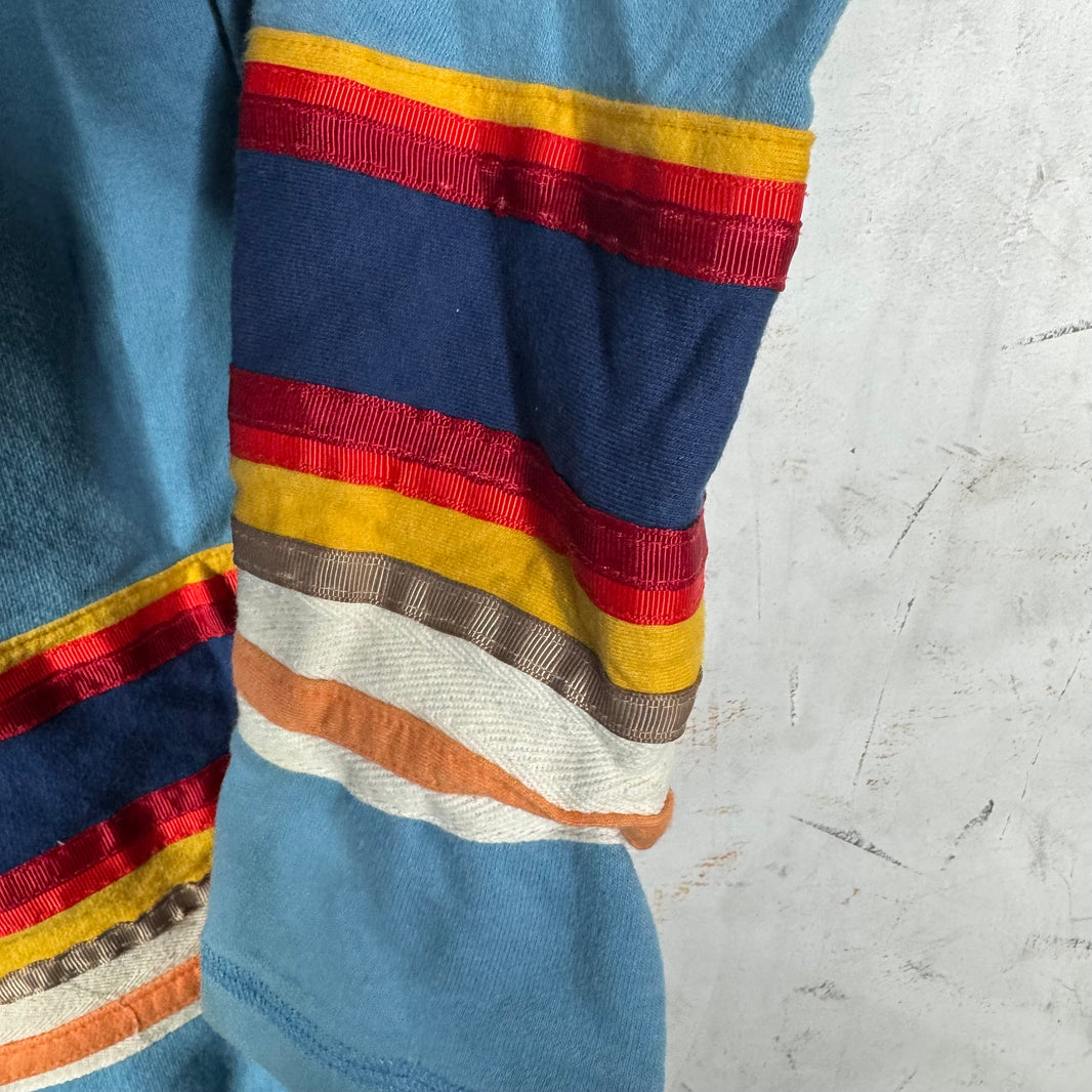 Greg Lauren FW19 Blue Striped Hoodie