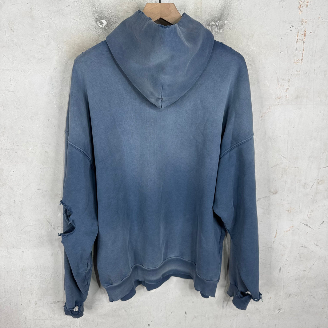 Balenciaga Blue Faded Paris Moon Hoodie
