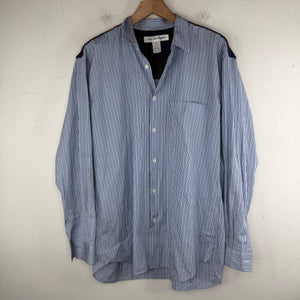 CDG Blue Striped Flannel Shoulder Button Up LS Shirt