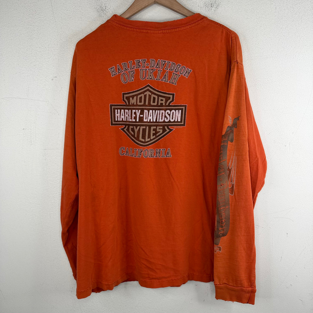 Vintage Smoked Harley Orange L/S T-Shirt