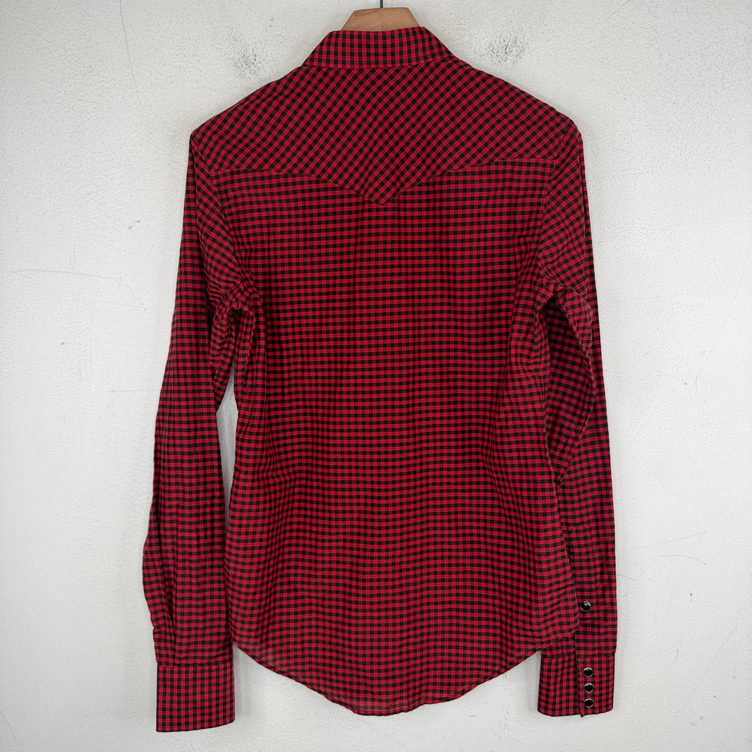 Saint Laurent Red Plaid Western Shirt
