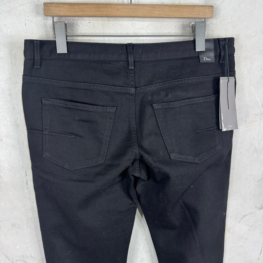 Dior Black Roses Patch Skinny Jeans