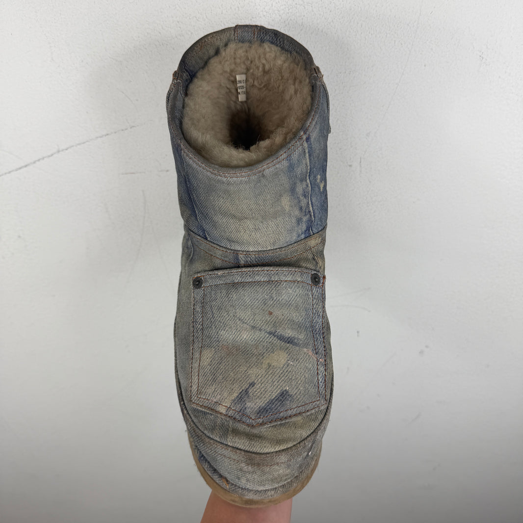 Acne Studios Batter Low Denim Print Boots