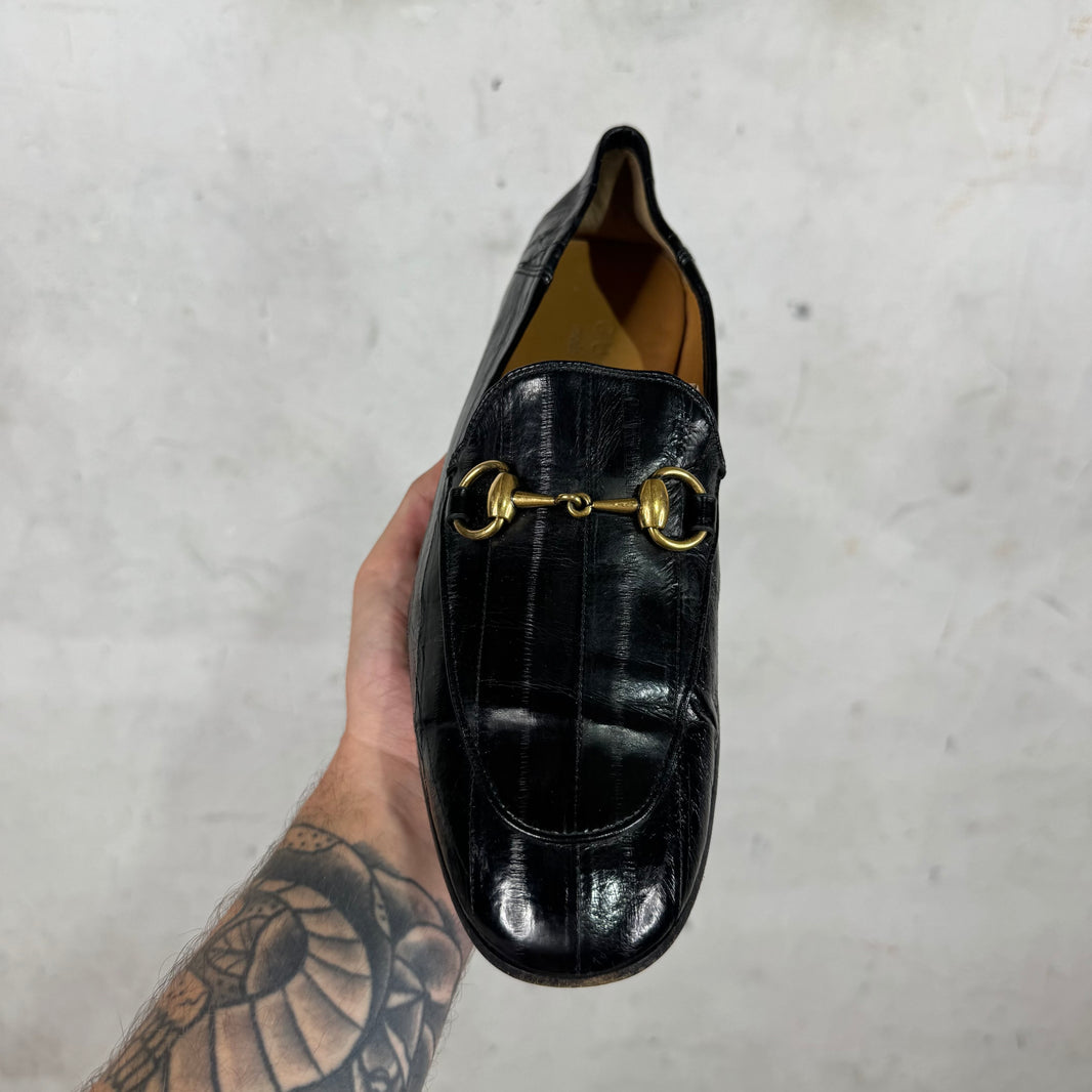 Gucci Eel Skin HorseBit Collapse Loafers
