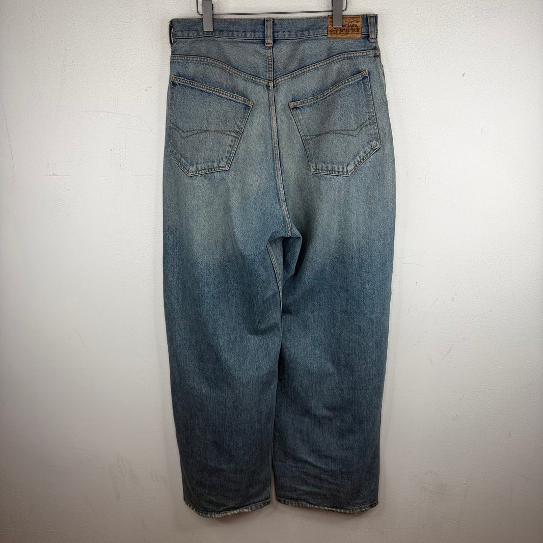 Balenciaga Baggy Distressed Blue Wash Jeans