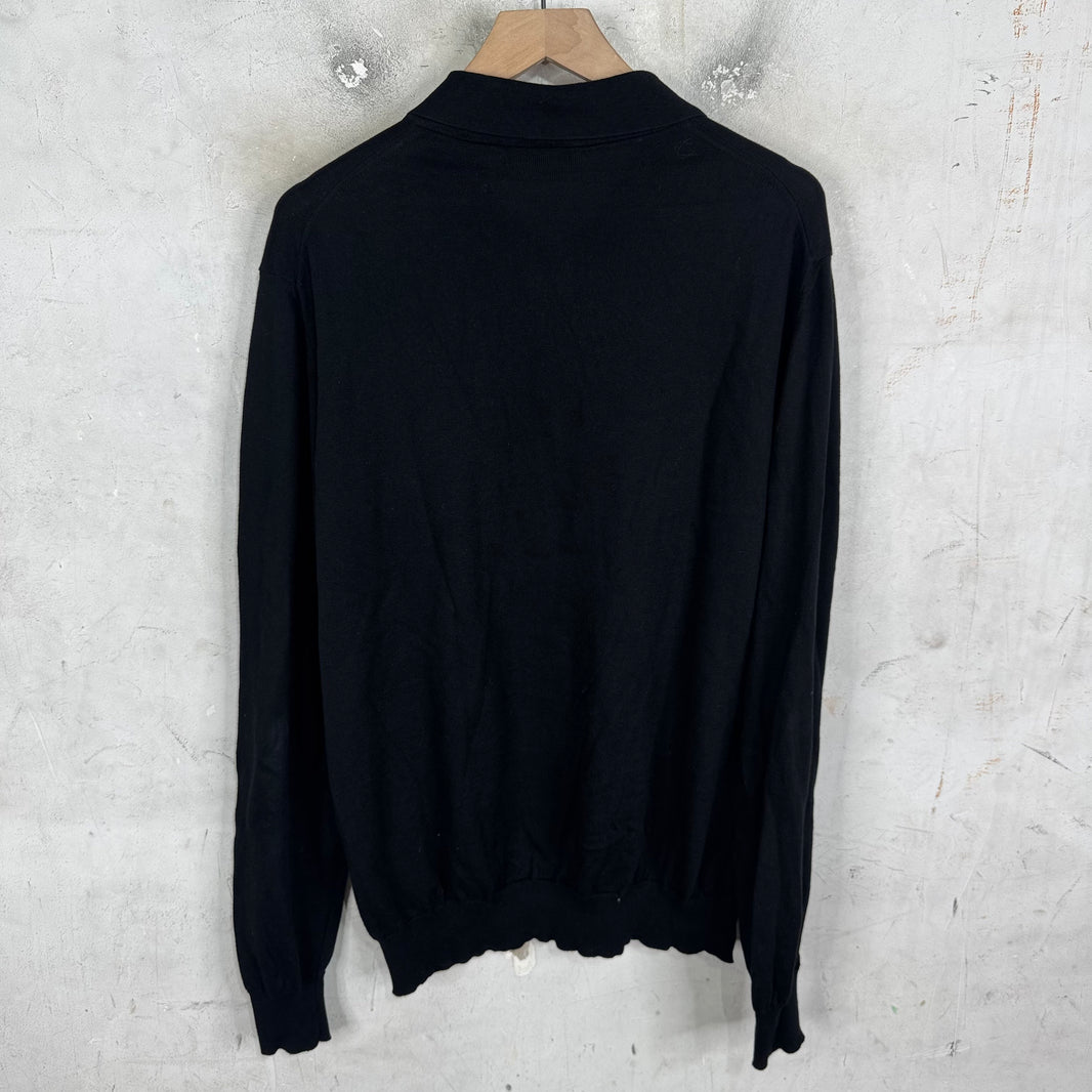Prada Black Cotton Knit Rugby Sweater