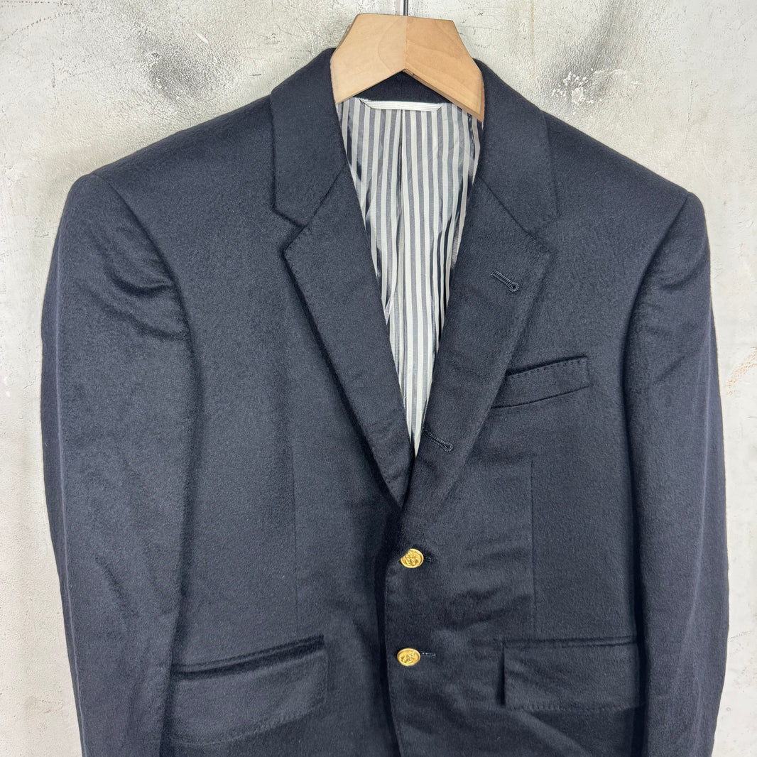 Thom Browne Black Felt Wool Gold Hardware Blazer