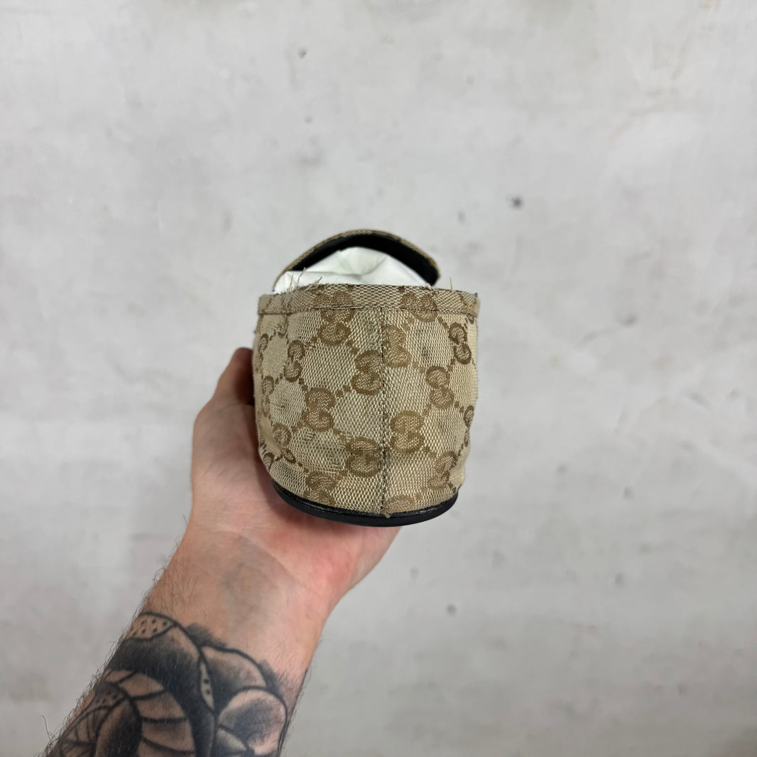 Gucci Monogram Distressed Raggazo Mules