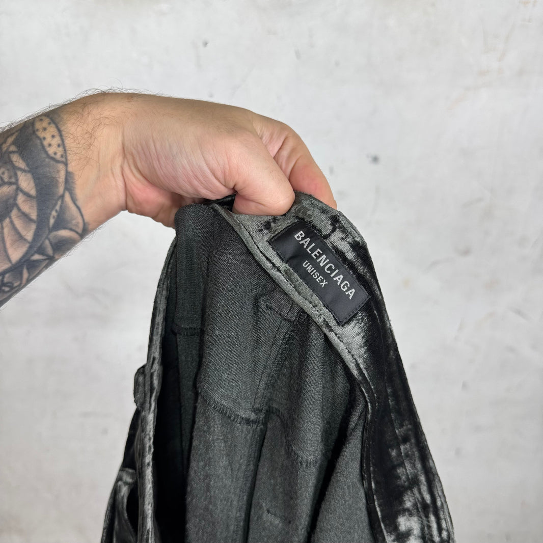 Balenciaga Olive Velvet Loose Pants