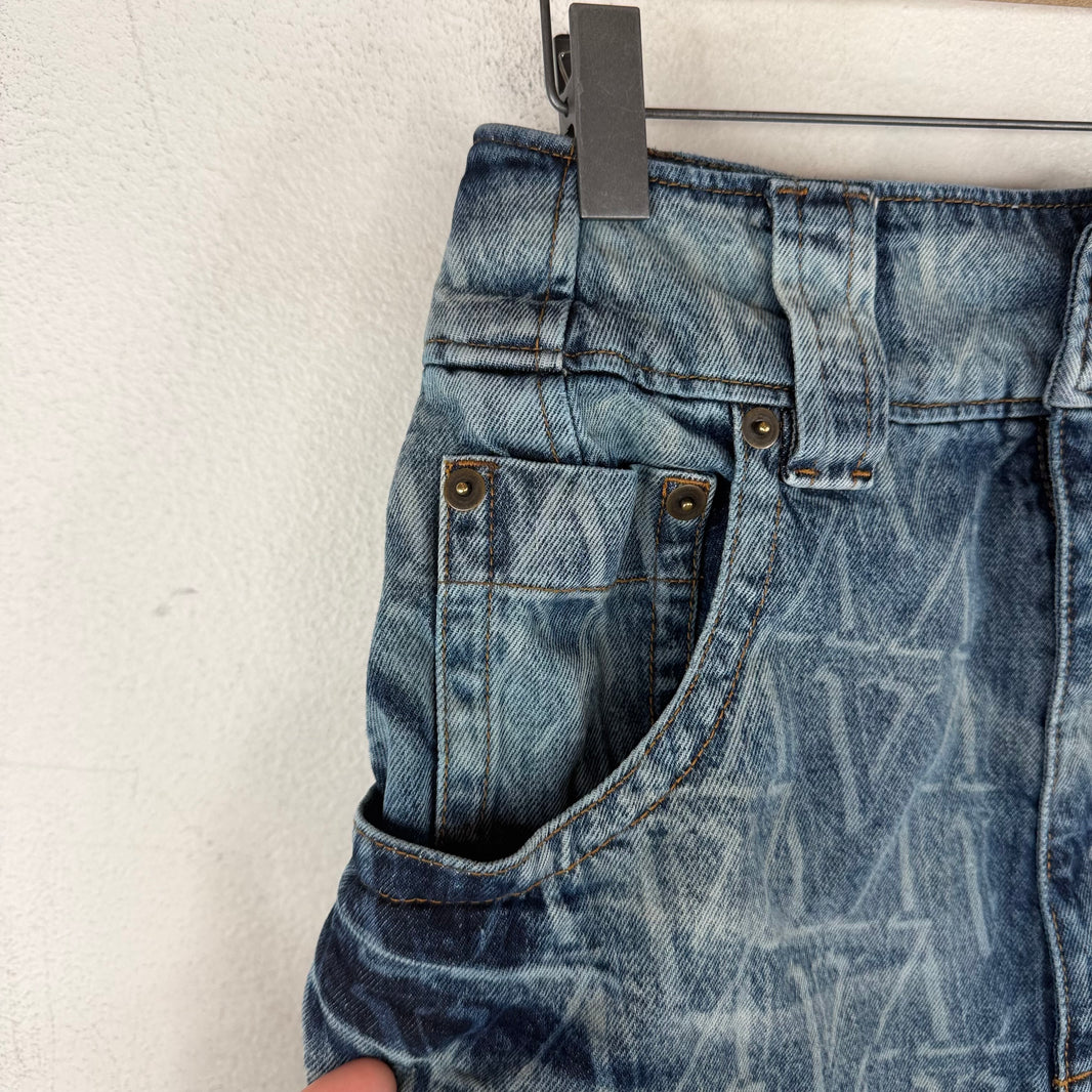 Vaquera Monogram Denim Long Shorts
