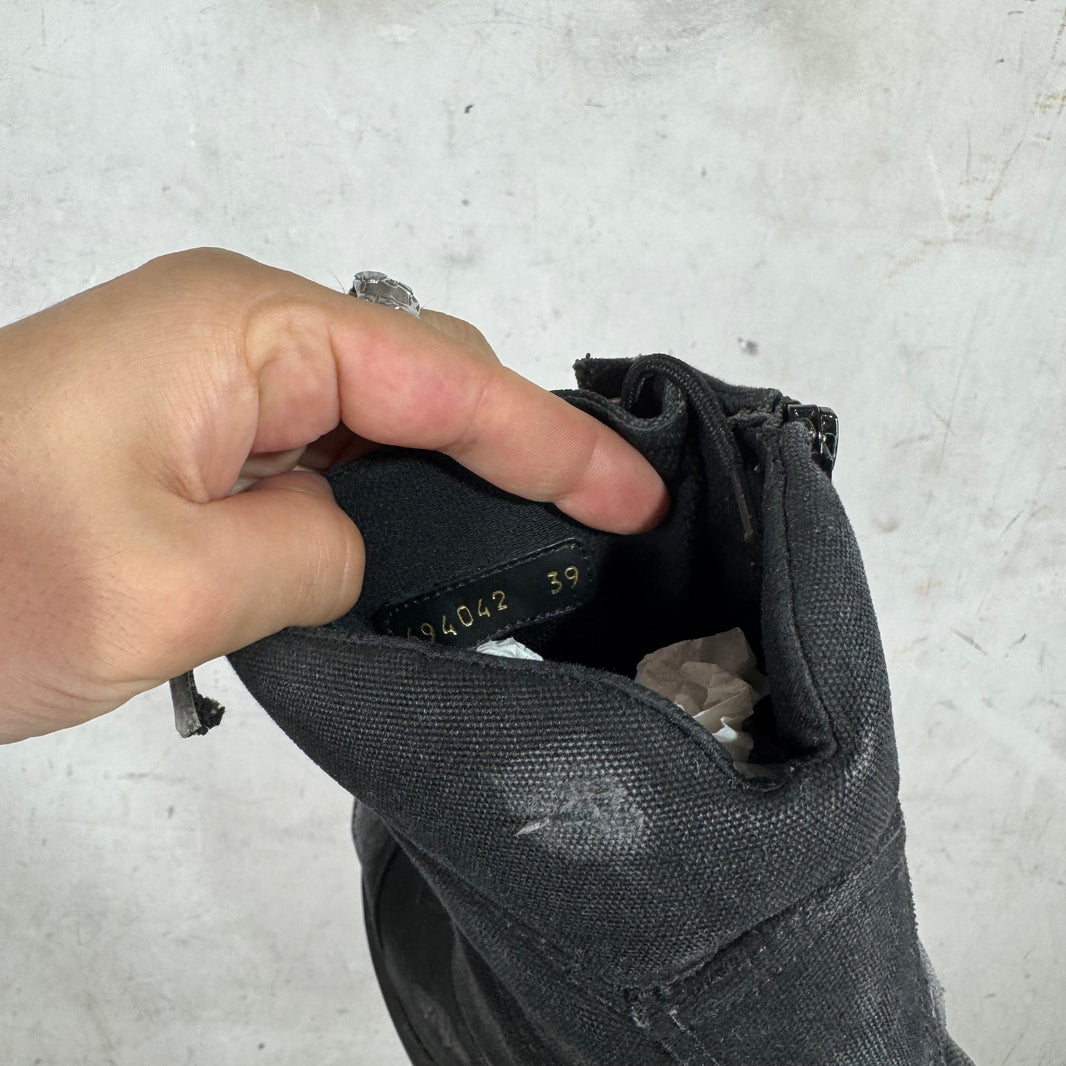 Balenciaga Distressed Canvas Strike Boots