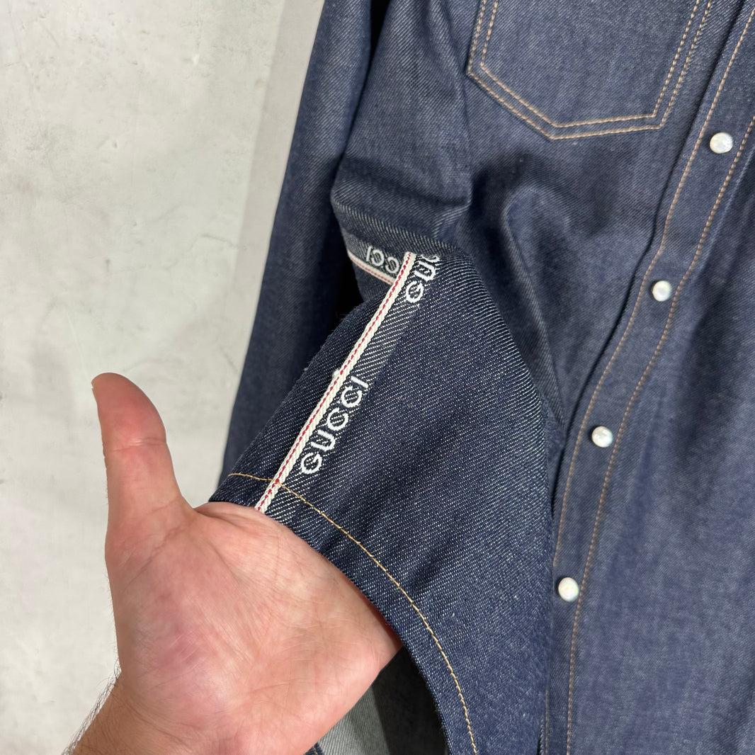 Gucci Raw Denim Snap Shirt