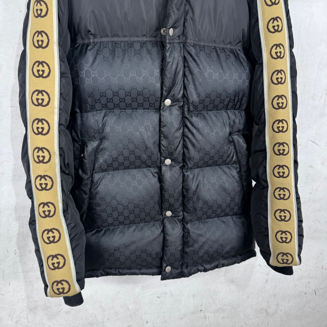 Gucci Monogram Interlock Striped Puffer Jacket