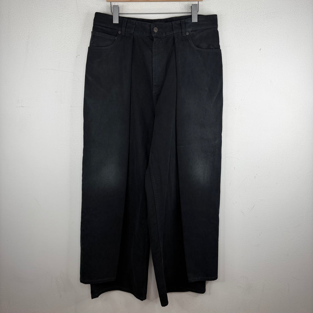 Balenciaga Double Leg Black Washed Pants