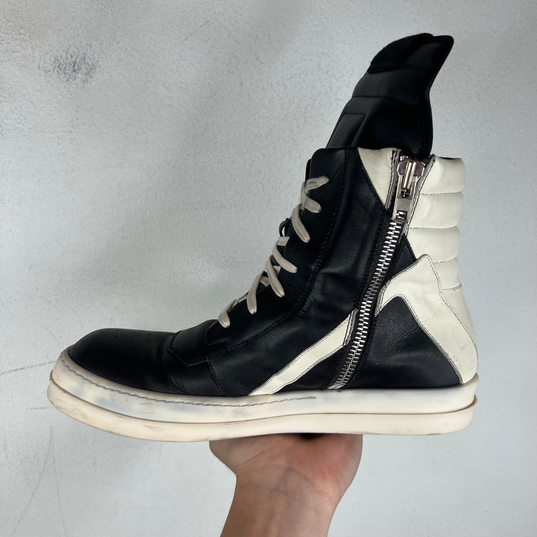 Rick Owens Black/White Geobasket Sneakers