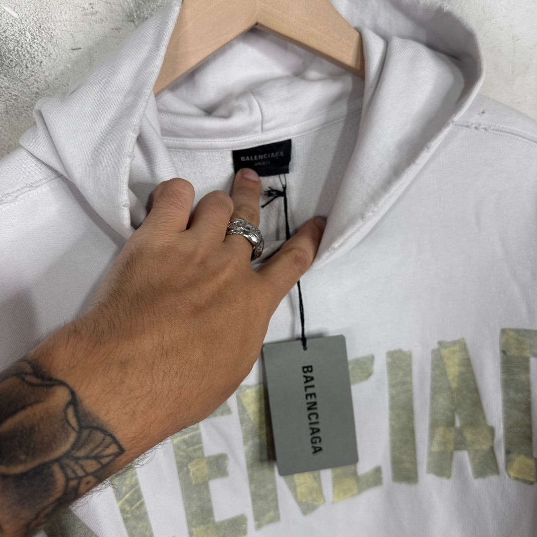 Balenciaga White Tape Hoodie