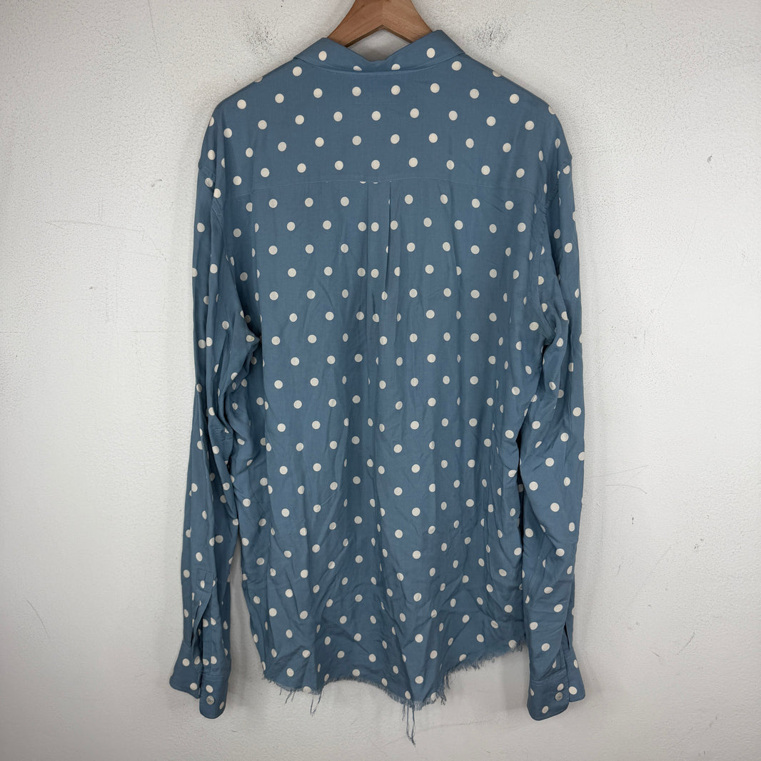 Saint Laurent Cropped Polka Dot Button Up LS Shirt